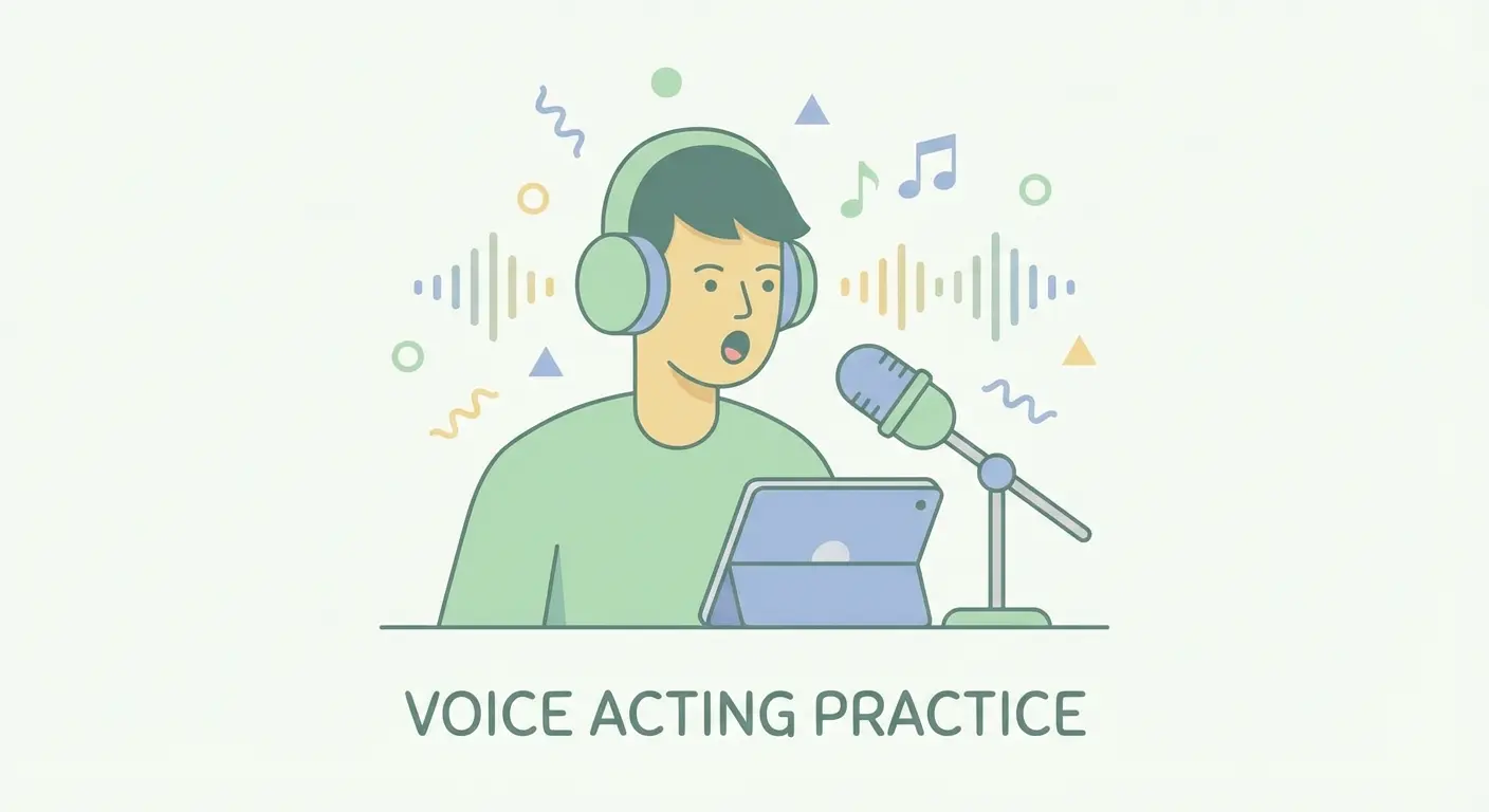 ヘッドセットをつけてパソコンの前で声劇の練習中。部屋着でOK
